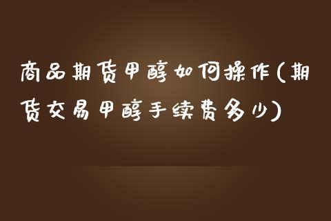 商品期货甲醇如何操作(期货交易甲醇手续费多少)_https://www.qmgjg.com_恒生指数期货_第1张