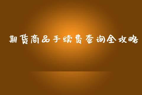 期货商品手续费查询全攻略_https://www.qmgjg.com_恒生指数期货_第1张