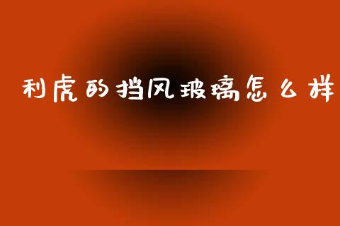 利虎的挡风玻璃怎么样_https://www.qmgjg.com_恒生指数期货_第1张