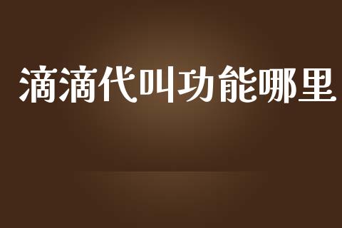 滴滴代叫功能哪里_https://www.qmgjg.com_恒生指数期货_第1张