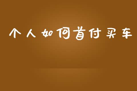 个人如何首付买车_https://www.qmgjg.com_香港恒生指数_第1张