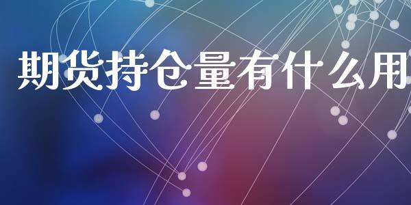 期货持仓量有什么用_https://www.qmgjg.com_港股恒生指数_第1张
