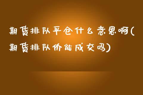期货排队平仓什么意思啊(期货排队价能成交吗)_https://www.qmgjg.com_香港恒生指数_第1张