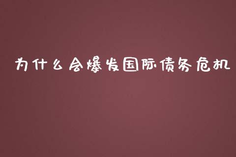 为什么会爆发国际债务危机_https://www.qmgjg.com_恒生指数期货_第1张