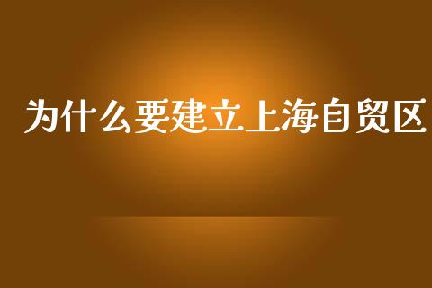 为什么要建立上海自贸区_https://www.qmgjg.com_港股恒生指数_第1张