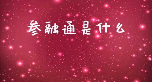 参融通是什么_https://www.qmgjg.com_恒生指数期货_第1张