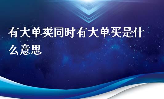 有大单卖同时有大单买是什么意思_https://www.qmgjg.com_恒生指数是什么_第1张