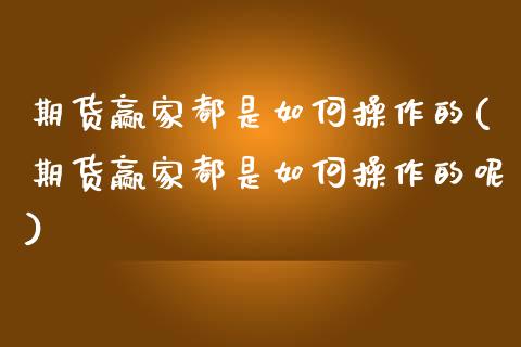 期货赢家都是如何操作的(期货赢家都是如何操作的呢)_https://www.qmgjg.com_恒生指数期货_第1张