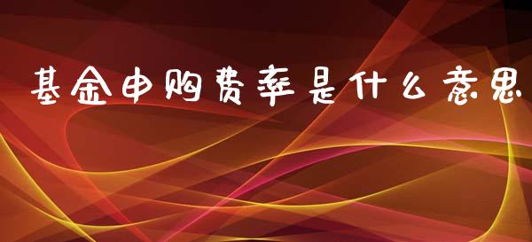 基金申购费率是什么意思_https://www.qmgjg.com_港股恒生指数_第1张