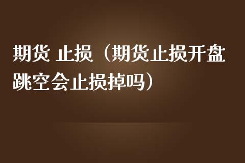 期货 止损（期货止损开盘跳空会止损掉吗）_https://www.qmgjg.com_港股恒生指数_第1张