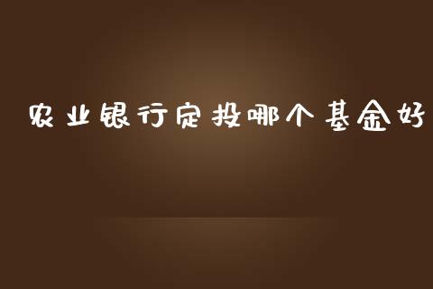 农业银行定投哪个基金好_https://www.qmgjg.com_港股恒生指数_第1张