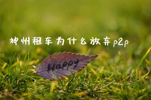 神州租车为什么放弃p2p_https://www.qmgjg.com_恒生指数期货_第1张