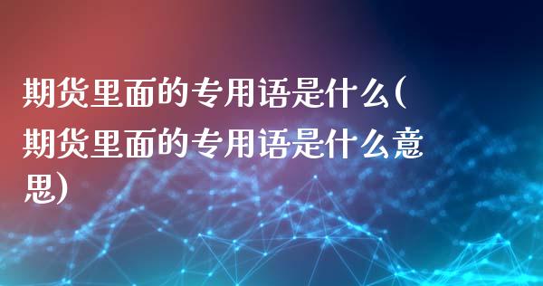 期货里面的专用语是什么(期货里面的专用语是什么意思)_https://www.qmgjg.com_港股恒生指数_第1张
