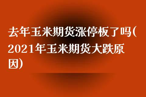 去年玉米期货涨停板了吗(2021年玉米期货大跌原因)_https://www.qmgjg.com_港股恒生指数_第1张