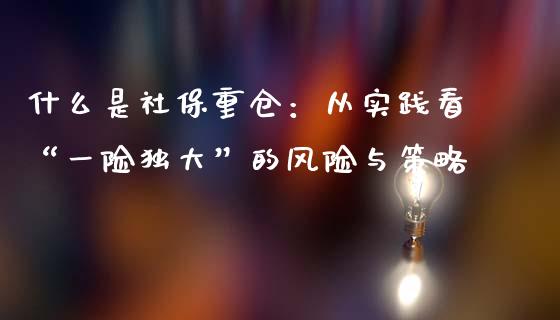 什么是社保重仓：从实践看“一险独大”的风险与策略_https://www.qmgjg.com_香港恒生指数_第1张