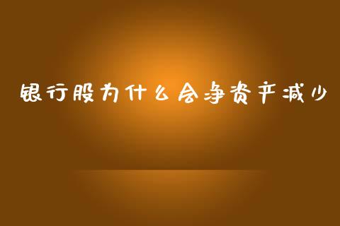银行股为什么会净资产减少_https://www.qmgjg.com_恒生指数期货_第1张