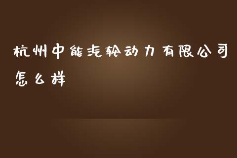 杭州中能汽轮动力有限公司怎么样_https://www.qmgjg.com_恒生指数期货_第1张