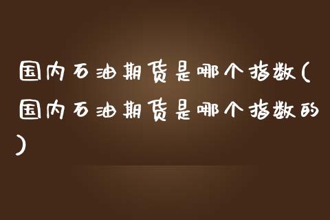 国内石油期货是哪个指数(国内石油期货是哪个指数的)_https://www.qmgjg.com_恒生指数期货_第1张
