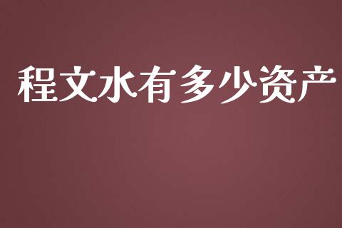 程文水有多少资产_https://www.qmgjg.com_恒生指数是什么_第1张