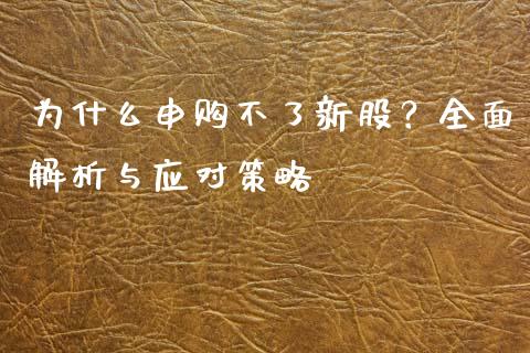 为什么申购不了新股？全面解析与应对策略_https://www.qmgjg.com_恒生指数是什么_第1张