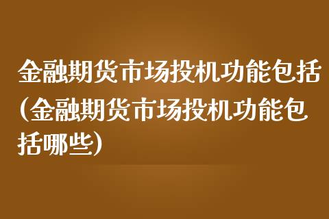 金融期货市场投机功能包括(金融期货市场投机功能包括哪些)_https://www.qmgjg.com_恒生指数是什么_第1张