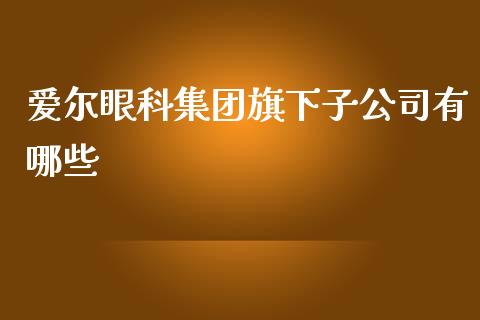 爱尔眼科集团旗下子公司有哪些_https://www.qmgjg.com_香港恒生指数_第1张