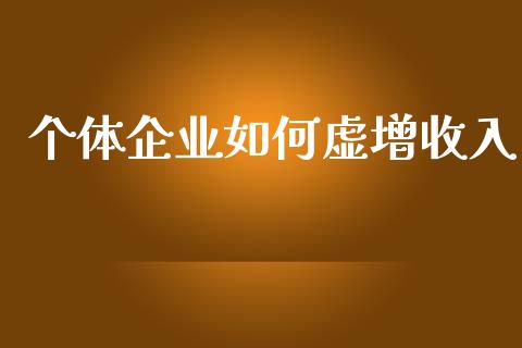 个体企业如何虚增收入_https://www.qmgjg.com_香港恒生指数_第1张