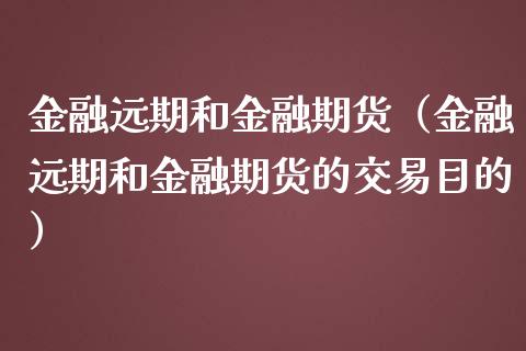 金融远期和金融期货（金融远期和金融期货的交易目的）_https://www.qmgjg.com_恒生指数期货_第1张