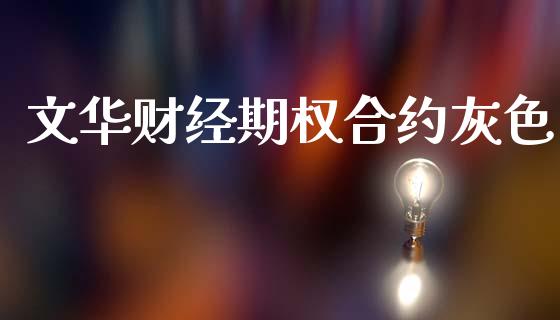 文华财经期权合约灰色_https://www.qmgjg.com_港股恒生指数_第1张