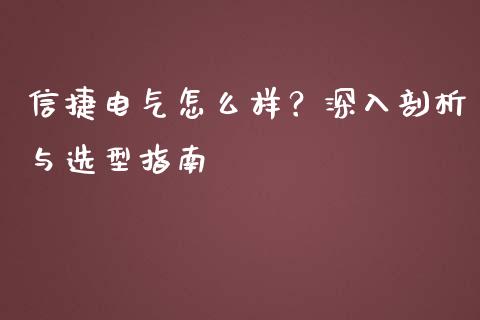 信捷电气怎么样？深入剖析与选型指南_https://www.qmgjg.com_香港恒生指数_第1张