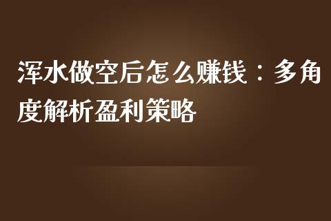 浑水做空后怎么赚钱：多角度解析盈利策略_https://www.qmgjg.com_港股恒生指数_第1张