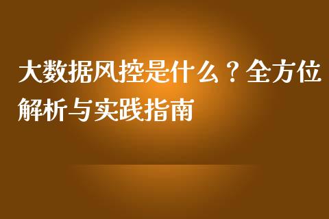 大数据风控是什么？全方位解析与实践指南_https://www.qmgjg.com_港股恒生指数_第1张