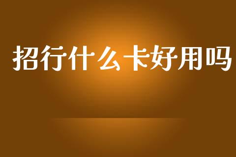 招行什么卡好用吗_https://www.qmgjg.com_恒生指数期货_第1张