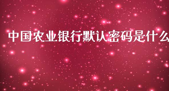 中国农业银行默认密码是什么_https://www.qmgjg.com_恒生指数是什么_第1张
