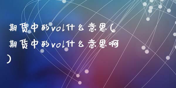 期货中的vol什么意思(期货中的vol什么意思啊)_https://www.qmgjg.com_恒生指数是什么_第1张