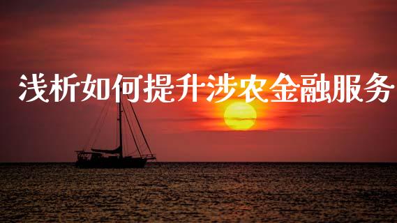浅析如何提升涉农金融服务_https://www.qmgjg.com_香港恒生指数_第1张