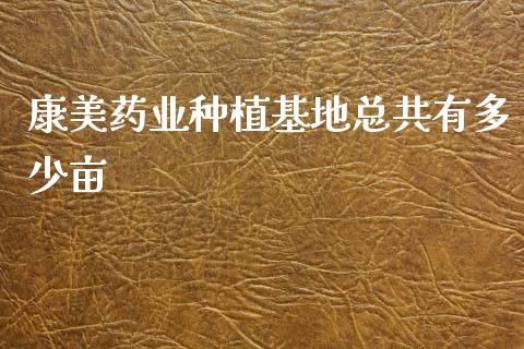 康美药业种植基地总共有多少亩_https://www.qmgjg.com_恒生指数期货_第1张