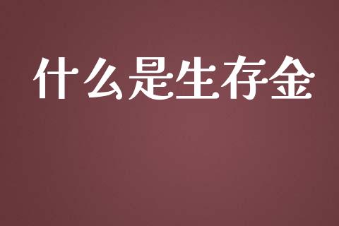 什么是生存金_https://www.qmgjg.com_港股恒生指数_第1张