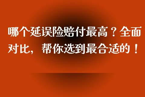 哪个延误险赔付最高？全面对比，帮你选到最合适的！_https://www.qmgjg.com_恒生指数期货_第1张