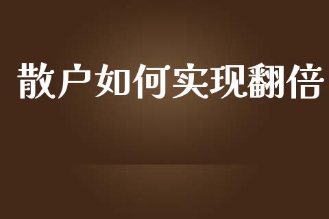 散户如何实现翻倍_https://www.qmgjg.com_香港恒生指数_第1张