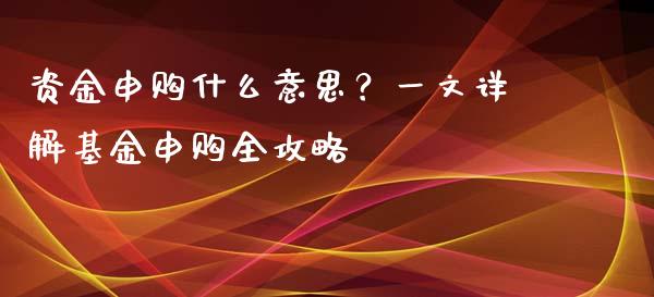 资金申购什么意思？一文详解基金申购全攻略_https://www.qmgjg.com_港股恒生指数_第1张