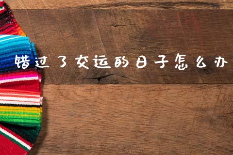 错过了交运的日子怎么办_https://www.qmgjg.com_恒生指数期货_第1张