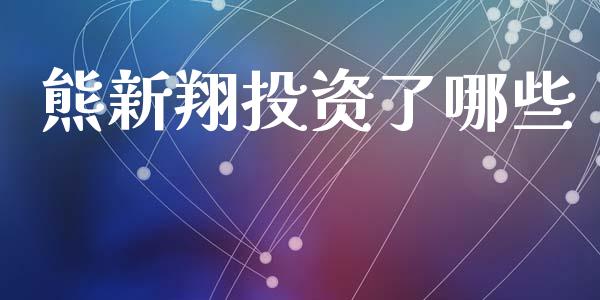 熊新翔投资了哪些_https://www.qmgjg.com_港股恒生指数_第1张