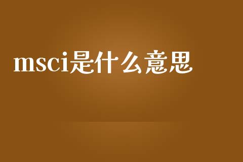 msci是什么意思_https://www.qmgjg.com_港股恒生指数_第1张