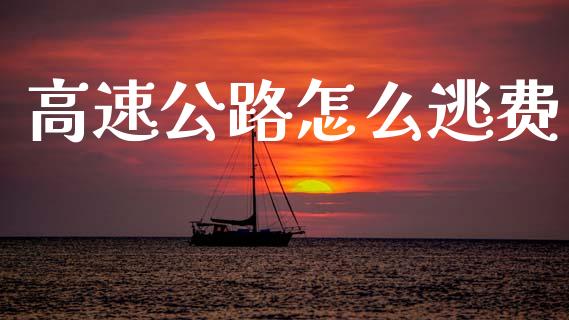 高速公路怎么逃费_https://www.qmgjg.com_香港恒生指数_第1张