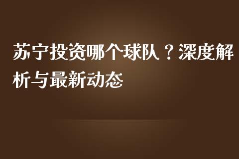 苏宁投资哪个球队？深度解析与最新动态_https://www.qmgjg.com_港股恒生指数_第1张