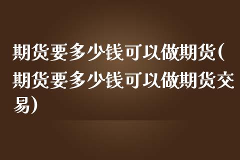 期货要多少钱可以做期货(期货要多少钱可以做期货交易)_https://www.qmgjg.com_恒生指数期货_第1张