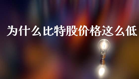 为什么比特股价格这么低_https://www.qmgjg.com_恒生指数期货_第1张