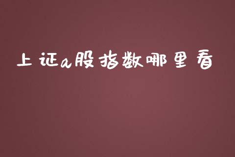 上证a股指数哪里看_https://www.qmgjg.com_恒生指数是什么_第1张