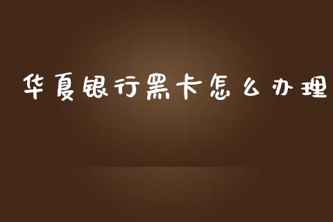 华夏银行黑卡怎么办理_https://www.qmgjg.com_港股恒生指数_第1张